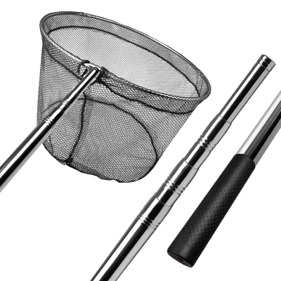 抄网杆伸缩网鱼沙网防滑钓鱼网抄手抄网捞鱼渔具加厚加长不锈钢杆