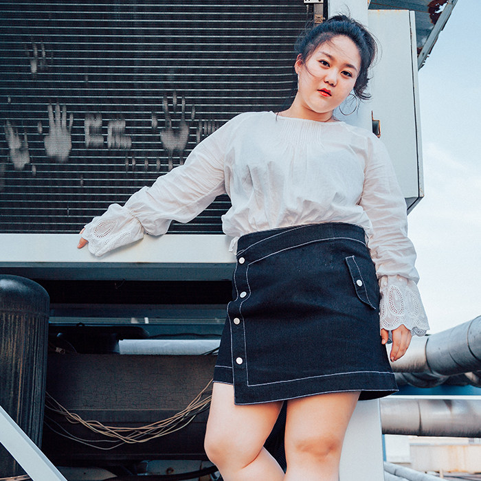 酒窝桃子 牛仔半身裙大码女胖mm2017新款夏宽松半身宽松200斤