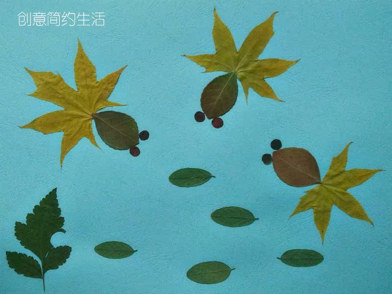树叶贴画幼儿园 手工