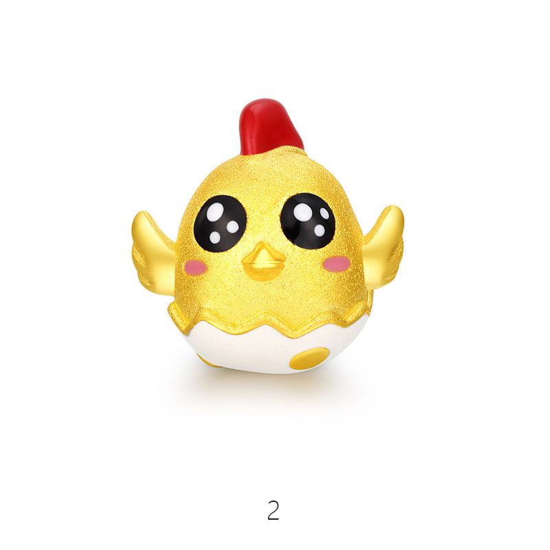六桂福珠宝 萌趣小鸡黄金转运珠 3d硬金999足金手链手串手绳串珠