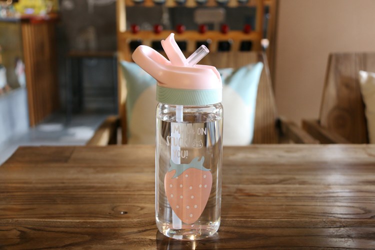 带吸管水杯成人 玻璃_少女吸管玻璃杯成人学生便携带盖女生韩国可爱