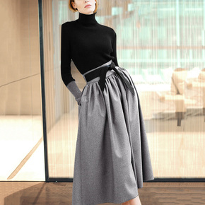 欧洲 毛呢连衣裙