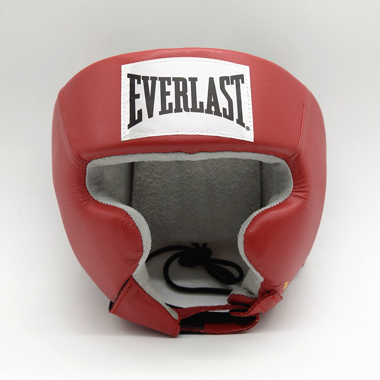 everlast正品competition headgear内外真皮比赛专用头盔红蓝2色