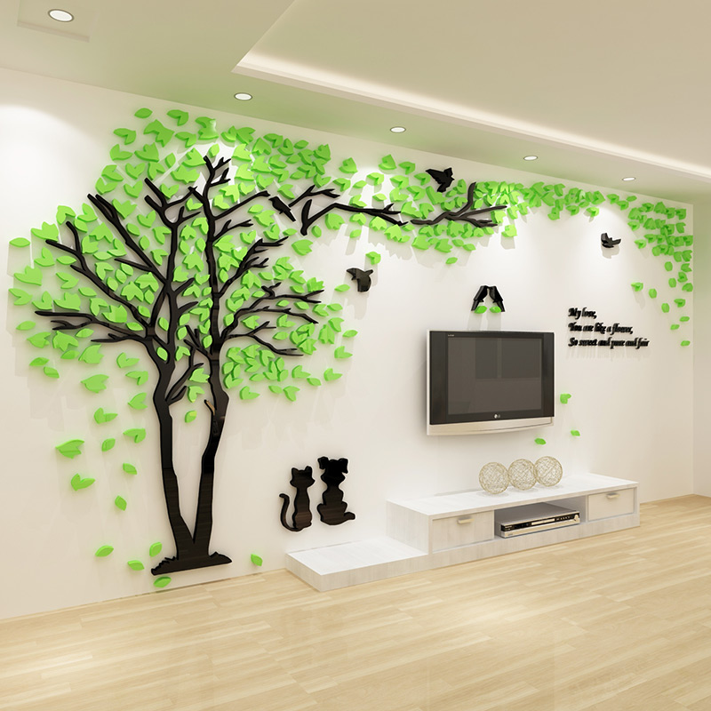 创意爱情森林树3d立体墙贴画卧室温馨墙壁装饰客厅沙发电视背景墙