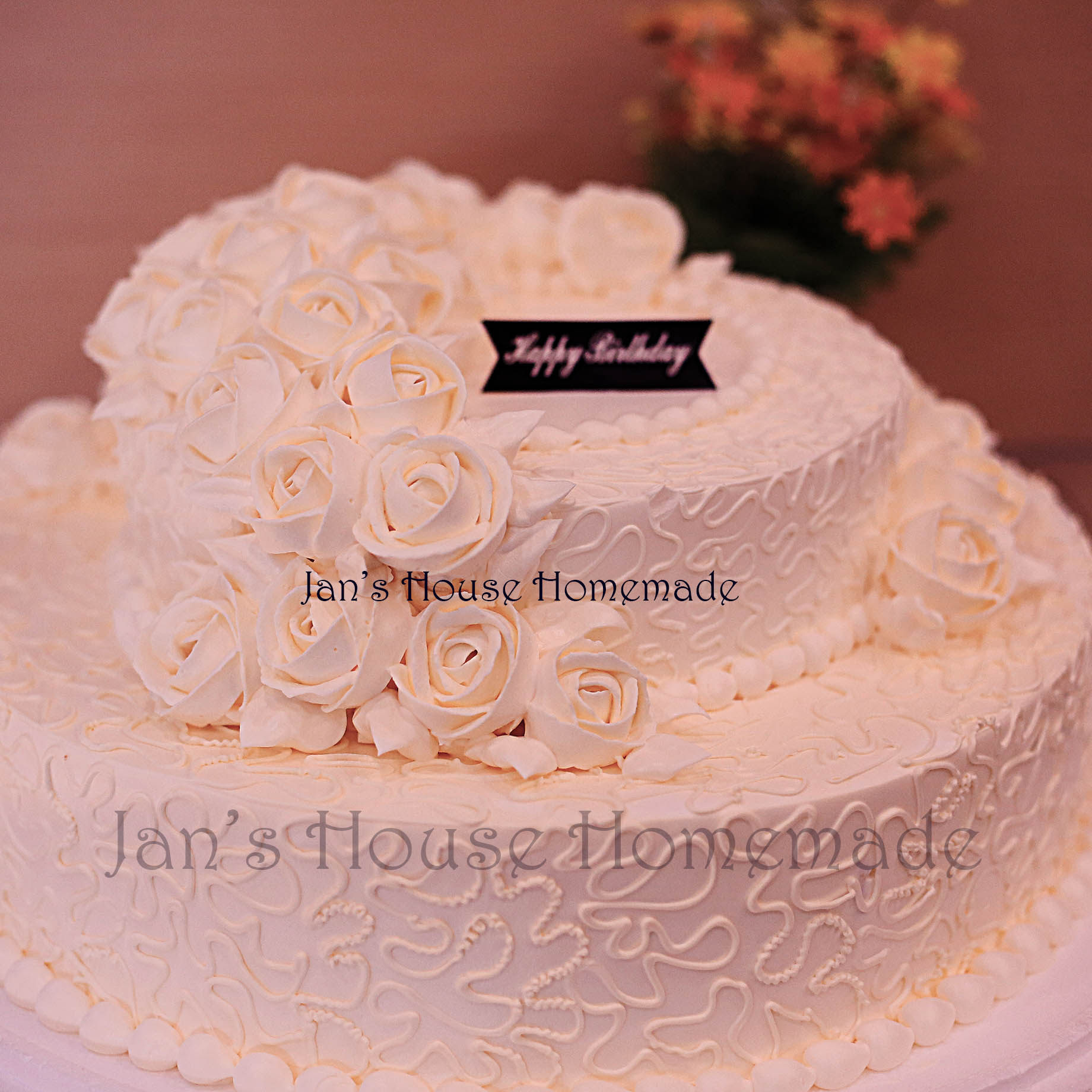 简屋 上海/苏州 双层奶油蛋糕 玫瑰婚礼 甜品台 家庭派对 白色