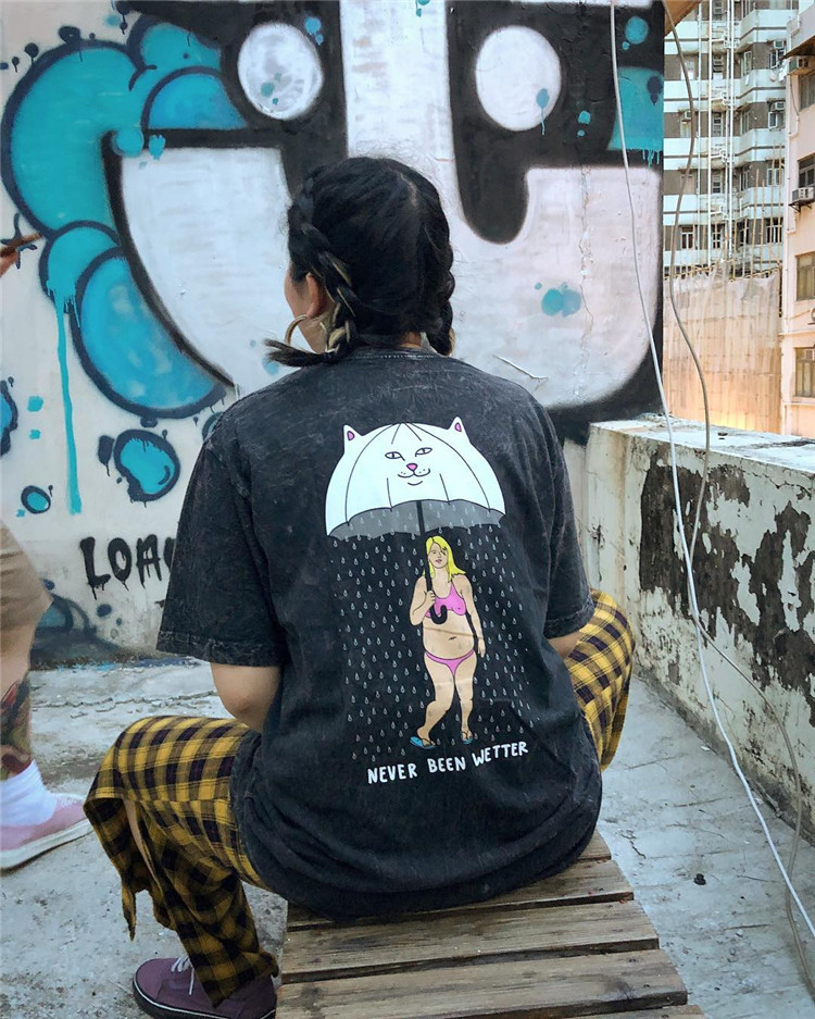 丝叔潮社 ripndip never been wetter 贱猫胖妞撑伞短袖t恤男女潮