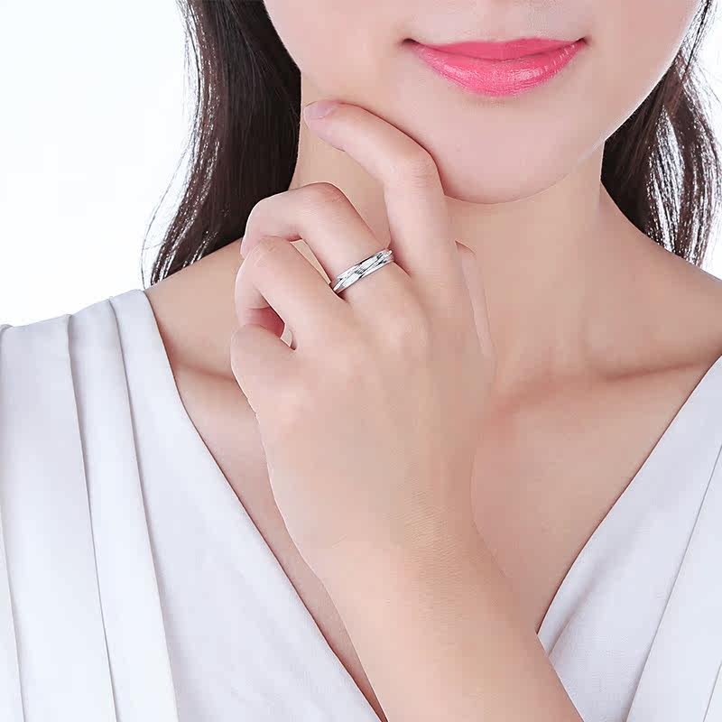 一诺一生pt950铂金戒指白金戒指情侣结婚对戒女戒_7折现价1289.47元