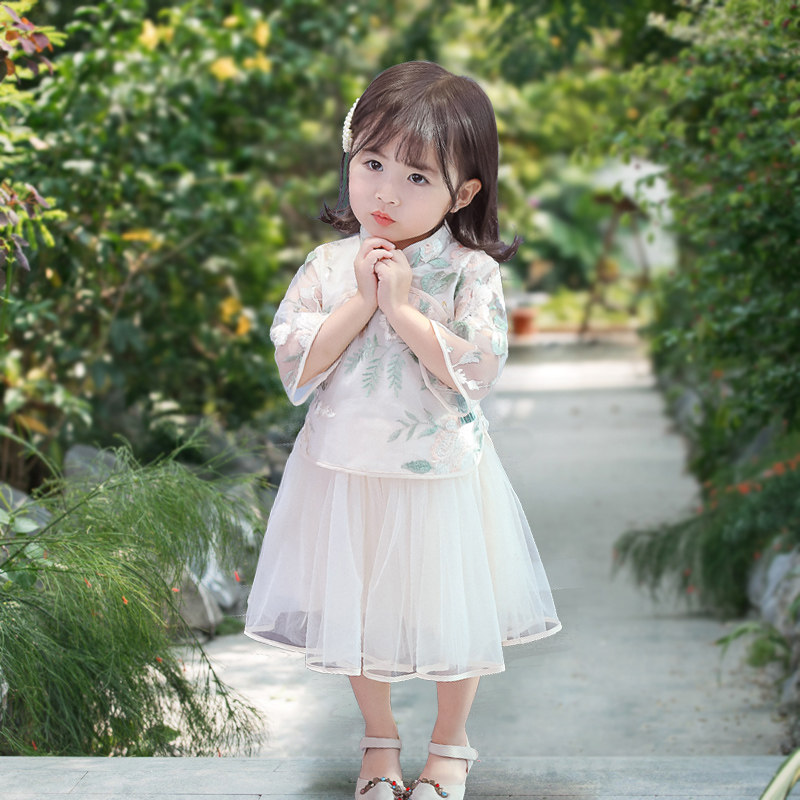 一折古装儿童汉服 女孩_女童唐装中国风小童小女孩汉服襦裙宝宝超仙
