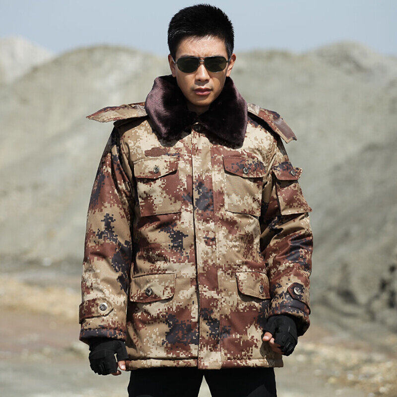 热销大衣男冬季加厚_正品荒漠迷彩军装大衣男女冬季加厚短款可拆洗棉