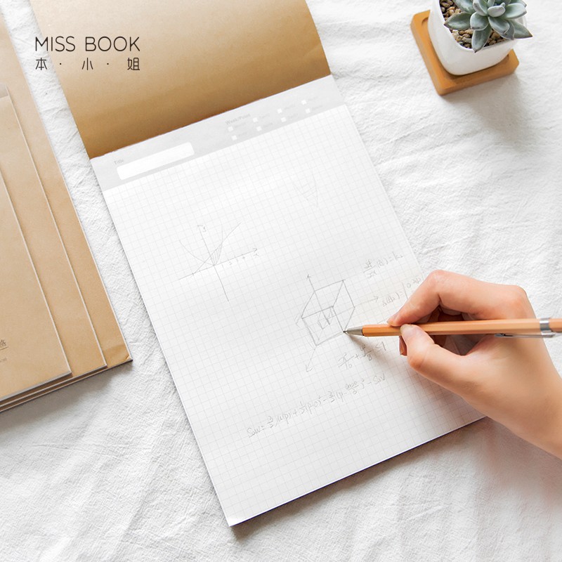 记事本厚_本小姐 简约复古草稿本 方格内页加厚记事本 可撕胶装绘图