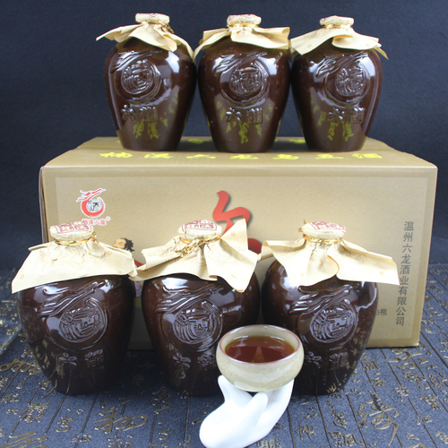 楠溪六龙黑豆酒热卖农家自酿纯粮食月子糯米黄酒整箱6瓶500ml特产