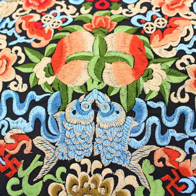 汉服圆形补子装饰民族风图案布贴刺绣绣片包包补洞贴花抱枕绣花贴