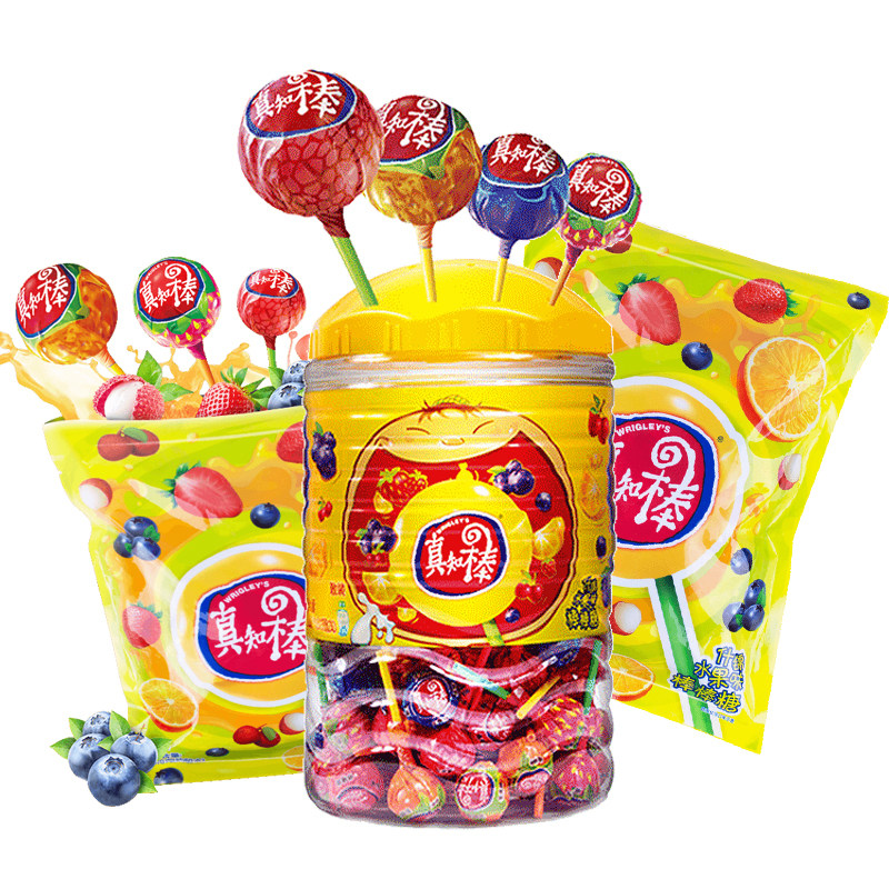 真知棒桶装108支 20支袋装可选 儿童混合水果味喜硬糖零食优惠券
