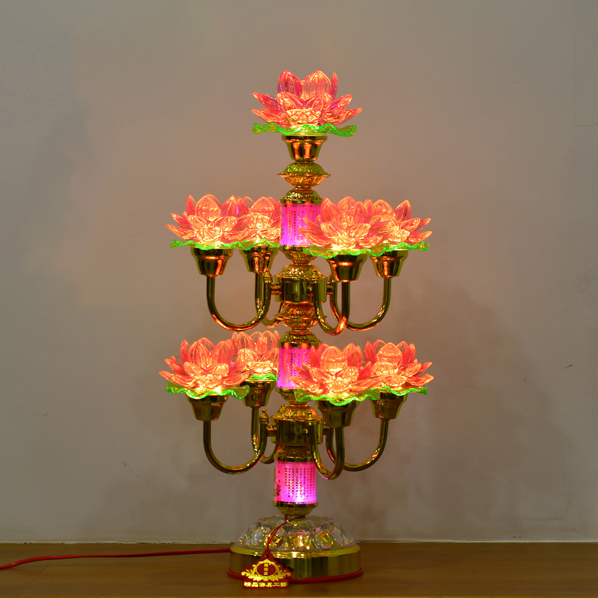 佛前灯_佛教用品 佛堂寺庙供佛灯 led九品七彩莲花灯佛前灯 落地灯