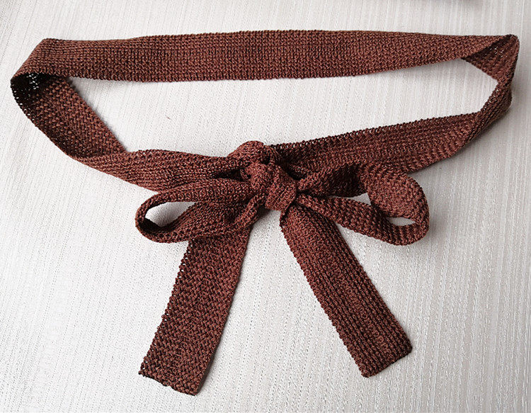 腰带配饰_韩国新款织带腰带细毛线针织条纹带diy手工蝴蝶结毛衣绑带