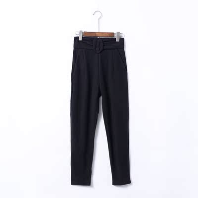 【满89减45】c@28 2018秋季韩版高腰纯色双口袋后中拉链休闲裤