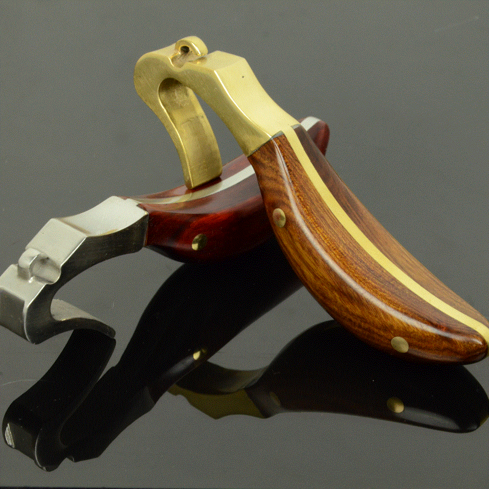 无架护指_海派无架弹弓手纯铜红木贴片个性过顶护指袖珍高跟鞋专业