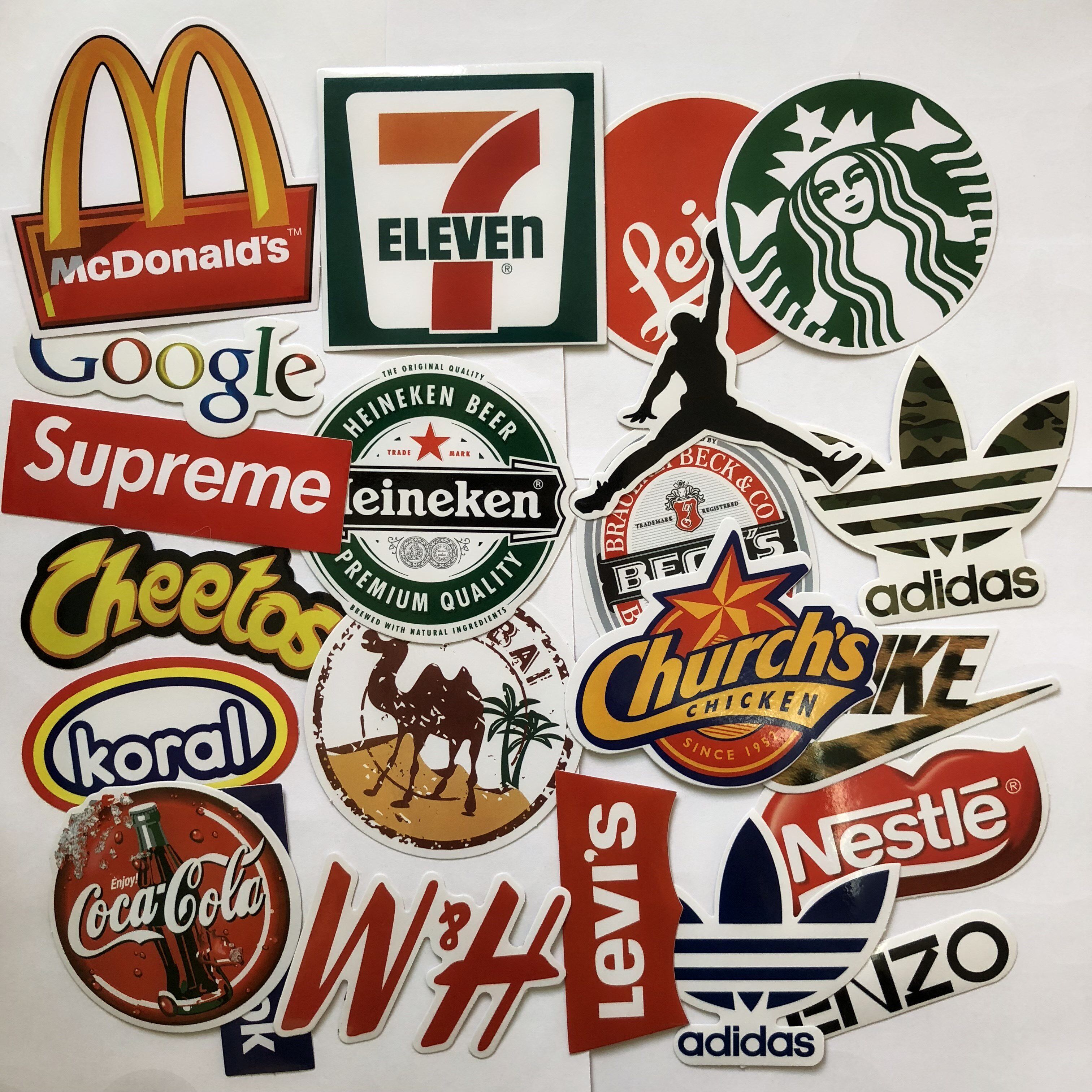 22张国际潮牌品牌logo行李箱个性旅行箱电脑贴画防水滑板贴纸个性