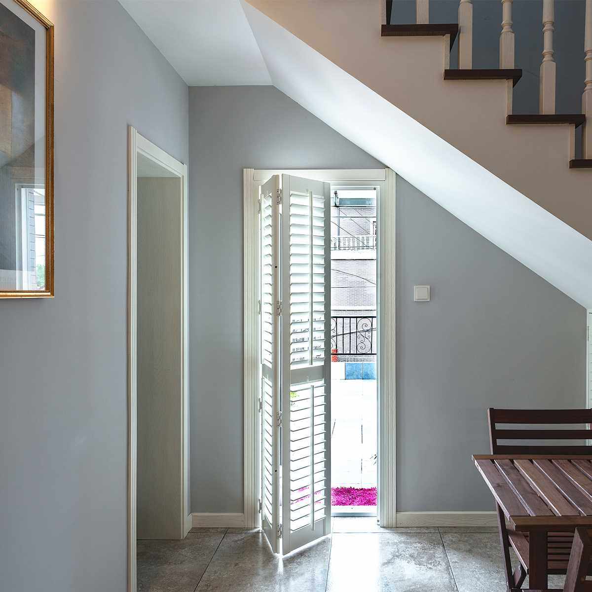 折叠百叶门_2017新品楼梯间阳台门百叶窗透气窗单边无轨道遮阳折叠门