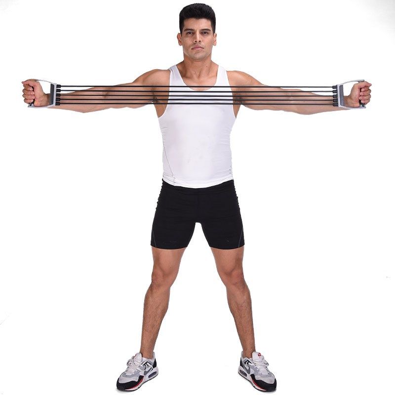 热销健身器材 背部锻炼_背部肌肉身体胶管锻炼器材家用男臂力器拉力器