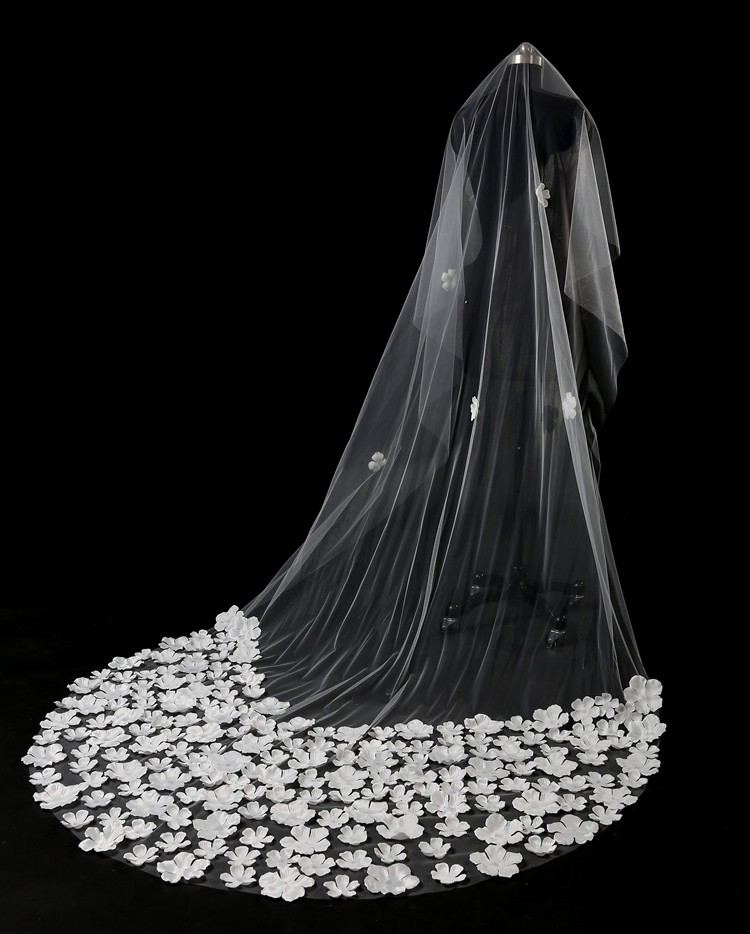 花瓣新娘婚纱礼服_新款新娘结婚婚纱礼服头纱 超仙花瓣花朵头纱3米