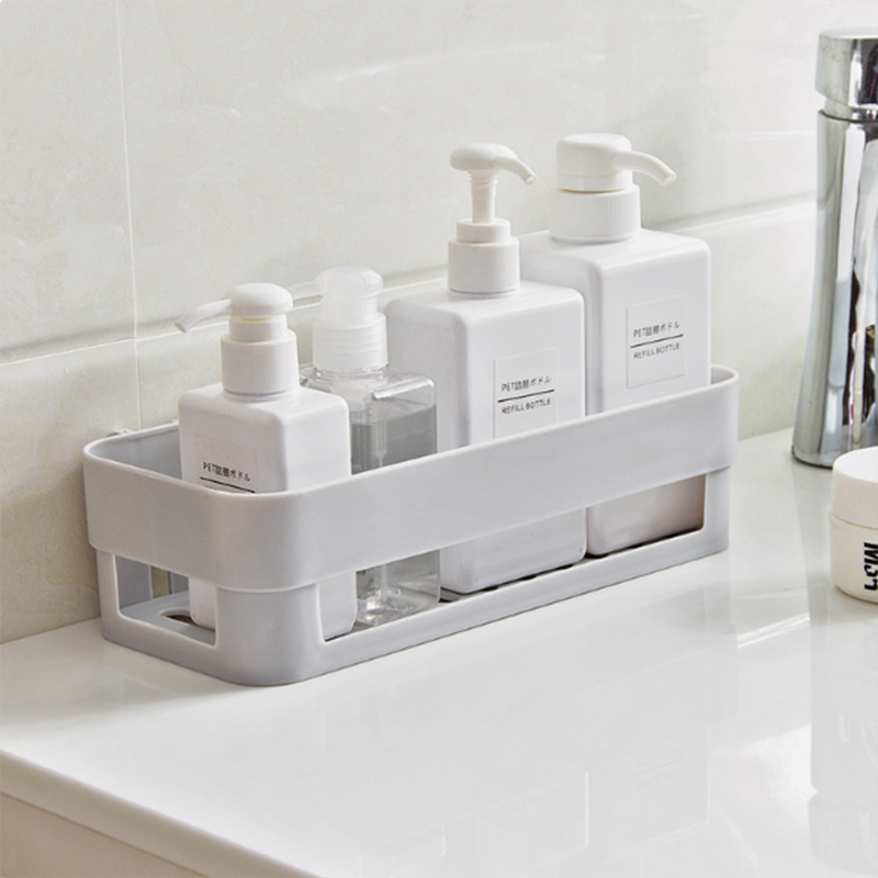 卫生间放东西的架子吸墙壁置物架免打孔化妆品收纳挂墙式悬挂厕所