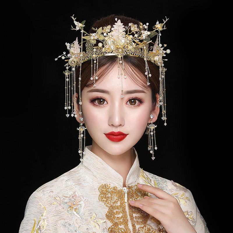 秀禾服头饰_水舞 a3556 新娘头饰新款中式凤冠皇冠古装结婚礼秀禾服