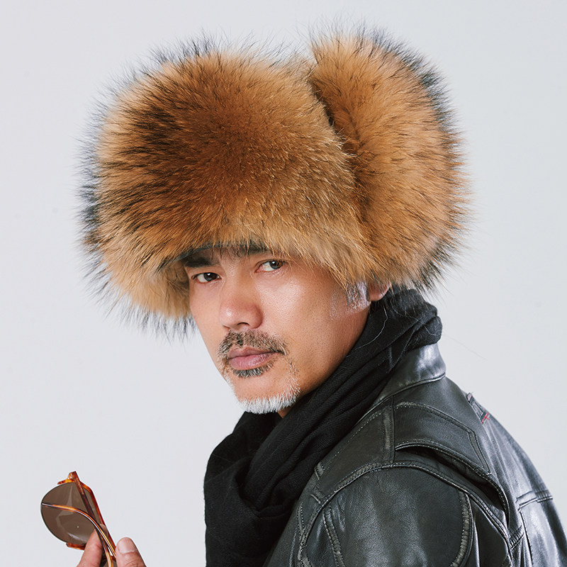 狐狸毛_雷锋帽男鸭舌貉子毛东北冬天中老年保暖皮帽子冬季皮草狐狸毛