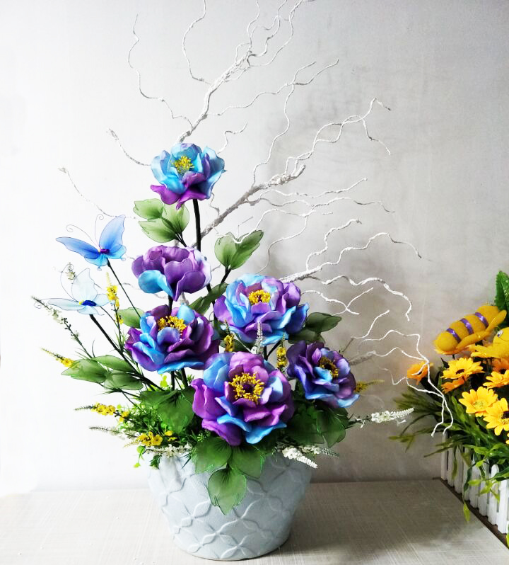 丝网花材料包丝袜花手工制作diy配件插花造型仿真化妆棉牡丹