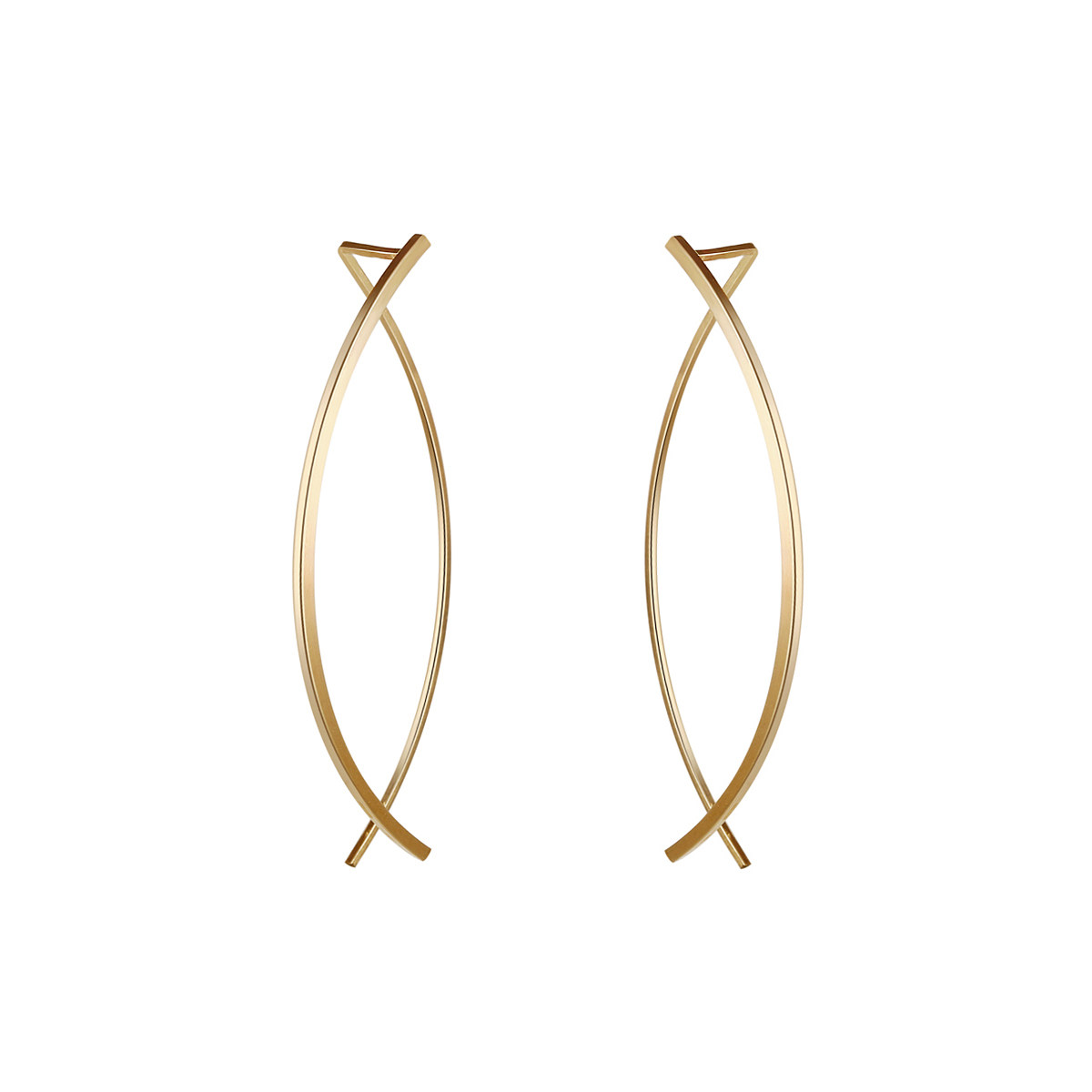 特价耳环_美国 by boe 简约时尚14k注金 梭形镜像叶 耳钩耳环 现货