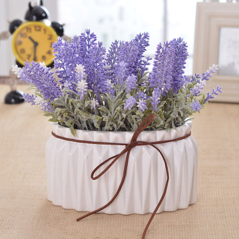 普罗旺斯法式仿真薰衣草干花盆栽摆设 客厅家居装饰花艺绿植摆件