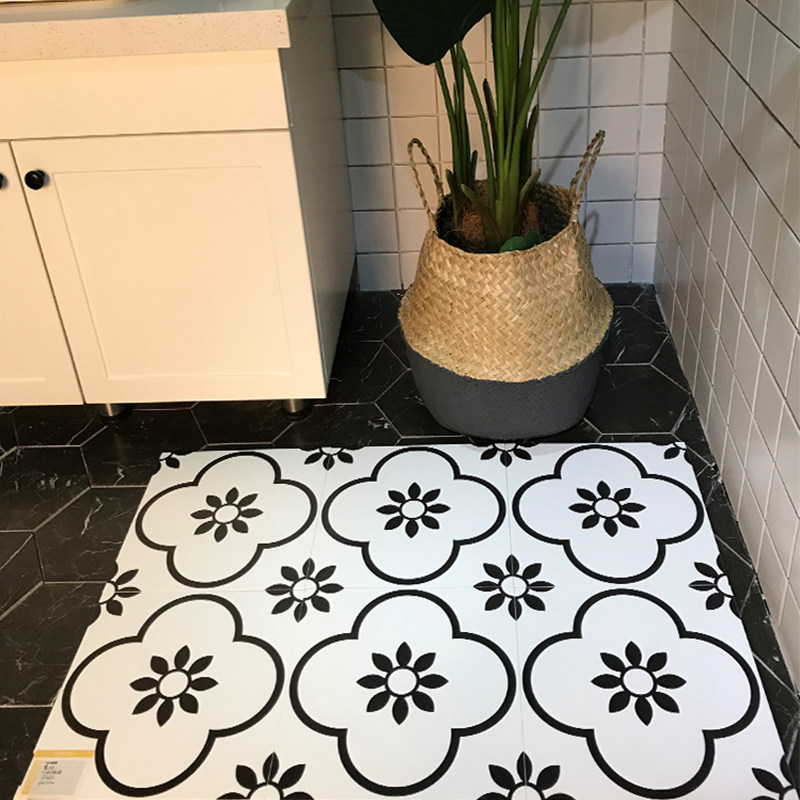 一折小树家_小树家园北欧瓷砖厨房卫生间墙砖地砖花片砖黑白梅花花砖