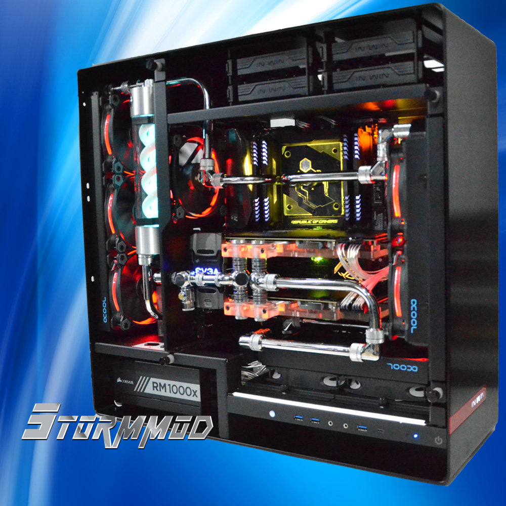 分体式水冷主机_吃鸡迎广909机箱双显卡 i76850k/1080*2/不锈钢管分体