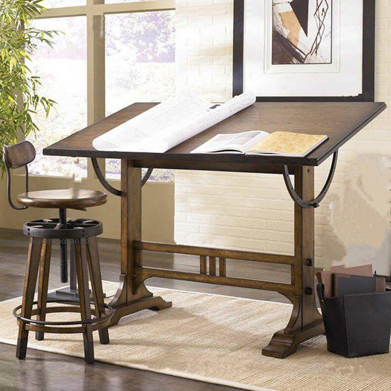 书法桌子 实木_美式书画桌绘图桌书法办公桌设计师桌子画架实木工作台