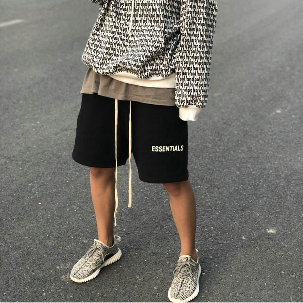 短裤男士_essentials 夏季纯棉字母针织毛圈卫裤男士休闲宽松运动fog