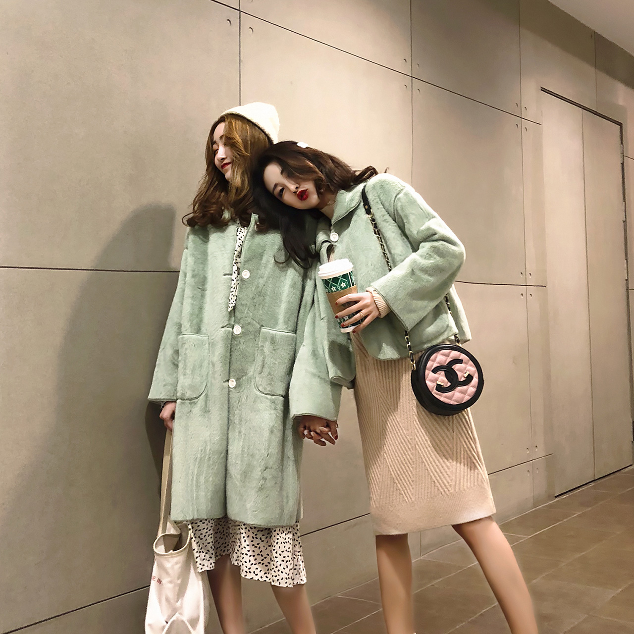 翻领外套女冬季2018新款韩版仿水貂绒大衣毛绒单排扣网红闺蜜装优惠券