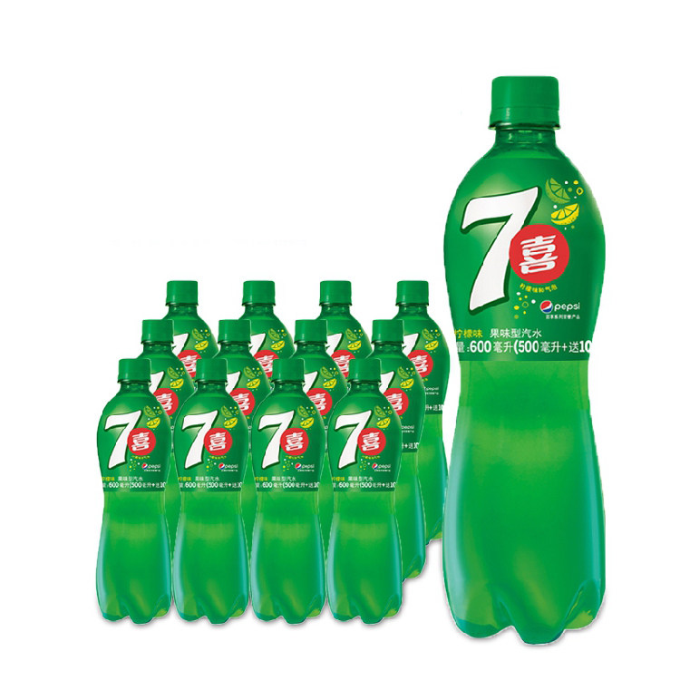 百事 七喜600ml12瓶 柠檬碳酸汽水饮料 任选5箱上海包邮