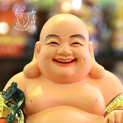 特价包邮七彩弥勒佛笑佛树脂玻璃钢乐佛家用22cm大肚弥勒佛