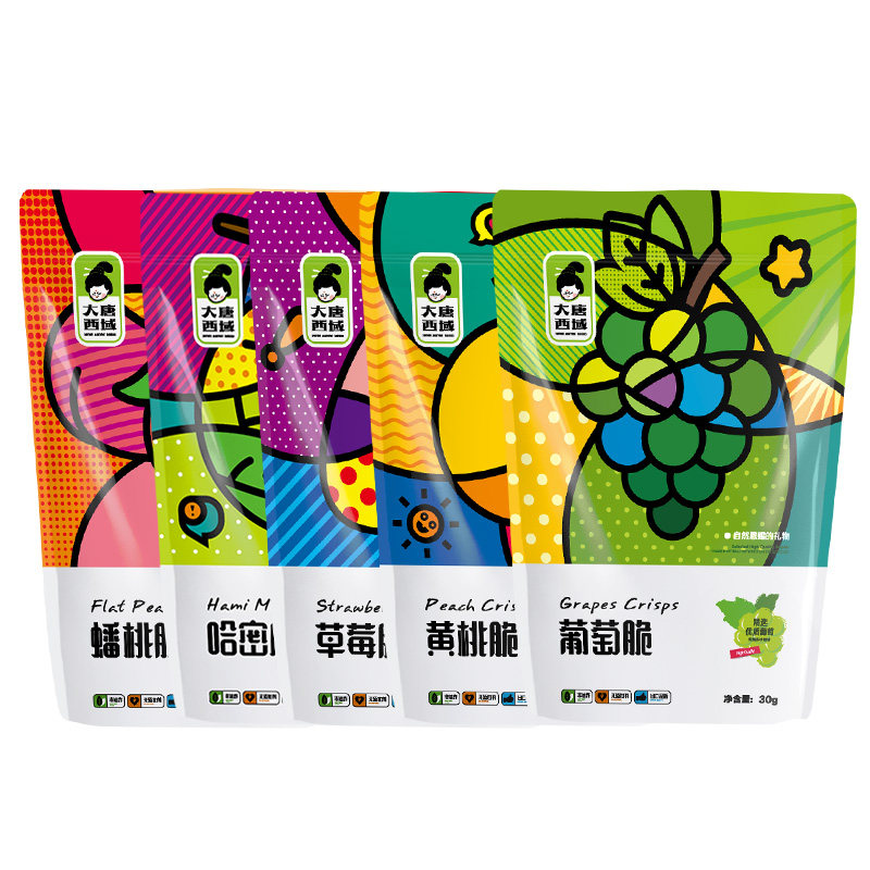 大唐西域草莓冻干哈密瓜干蟠桃葡萄黄桃冻干30g*10袋组合休闲零食