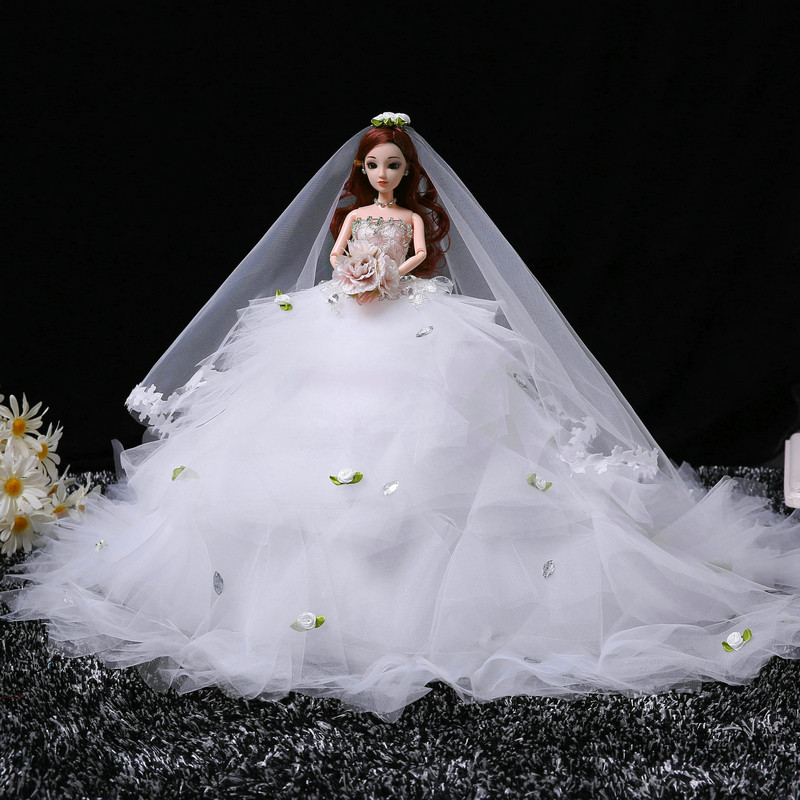 芭比娃娃婚纱 超大_兰黛芙妮芭比婚纱娃娃女孩公主套装礼盒超大90厘米