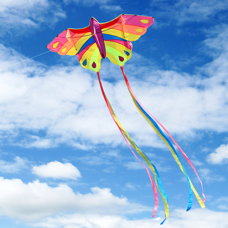 潍坊风筝七彩凤尾蝴蝶风筝线轮凤凰成人儿童好飞微风易飞大型长尾