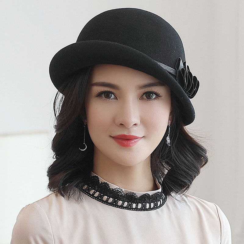 热销毛呢小礼帽女英伦