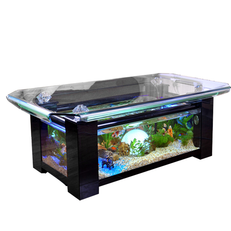卷边透明茶几鱼缸免换水生态水族箱长方形侧