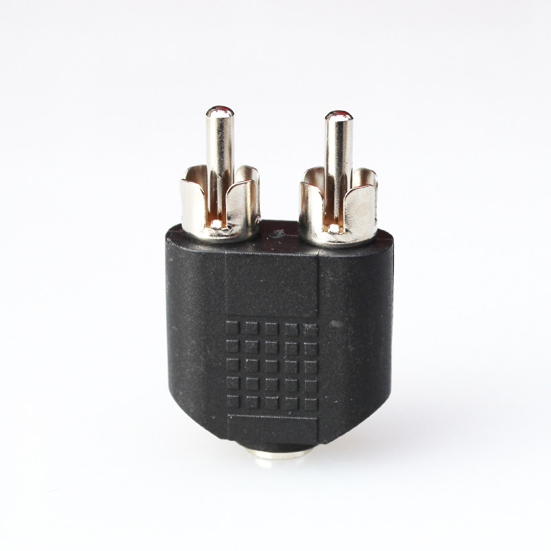 3.5一分二音频莲花转换头 rca双莲花公转3.5母对接头电脑音响插头