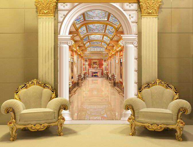 大型壁画 背景墙_xg723大型壁画背景墙玄关3d玄关3d立体欧式教堂梦幻