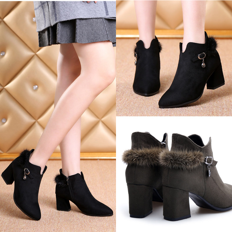 特价女鞋 中跟 加绒