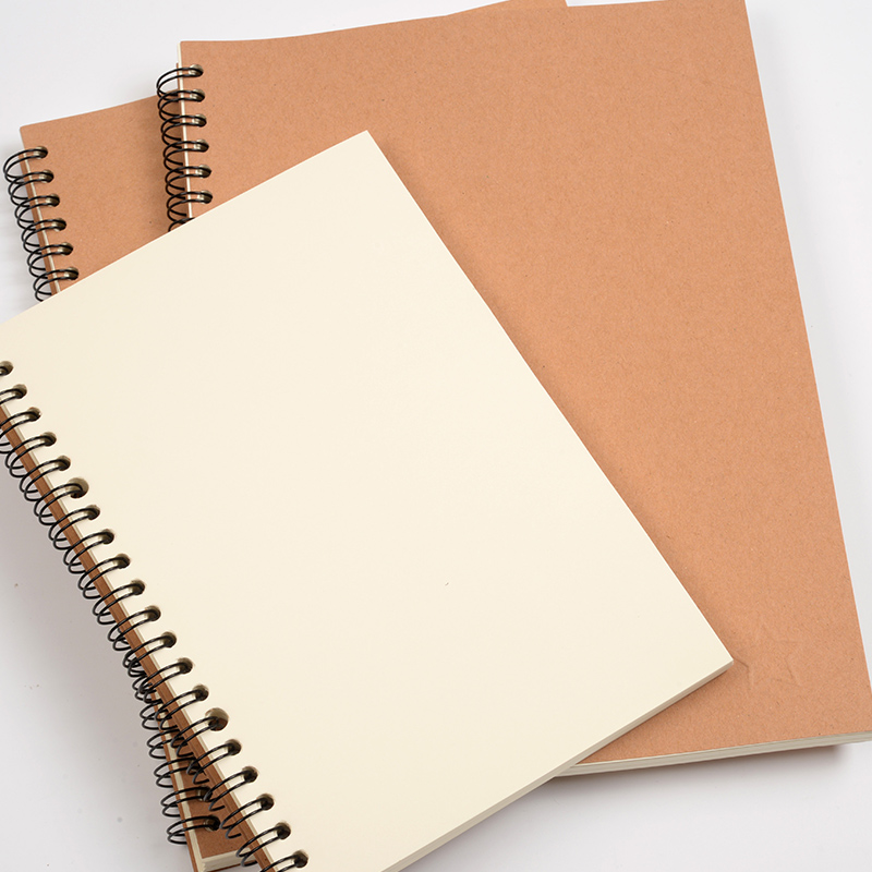 本子 日韩_日韩创意简约牛皮纸空白页线圈本 白纸草稿绘画涂鸦本记事
