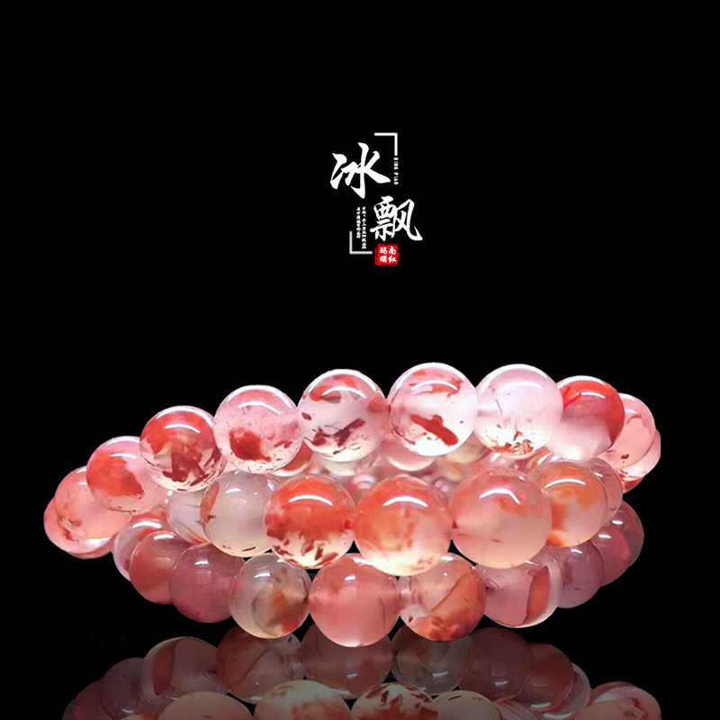 包邮 冰飘四川凉山九口料南红玛瑙108颗佛珠多圈手链手串项链火焰纹