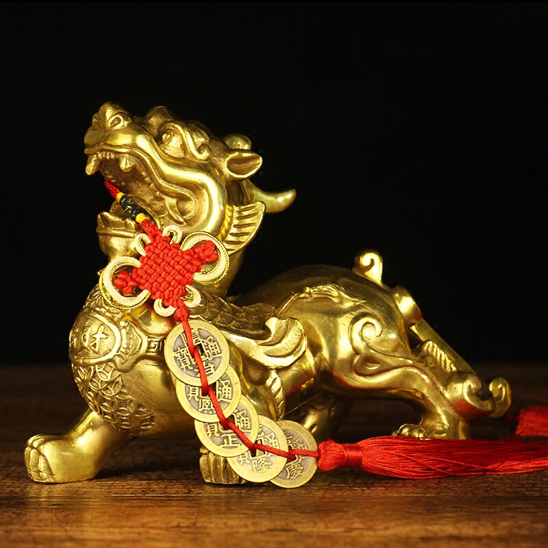 貔貅摆件 招财辟邪_纯铜貔貅一对镇宅招财辟邪摆件家居客厅办公室风水