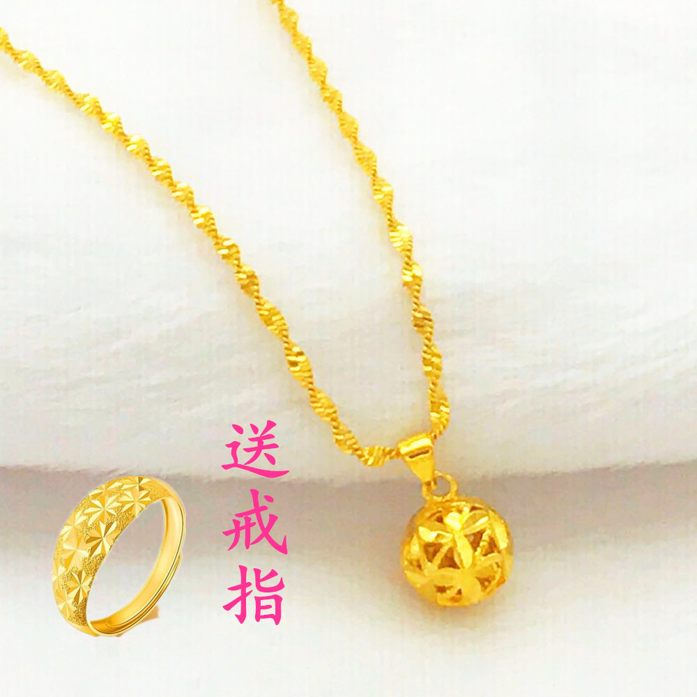 镀金项链女不掉色_越南沙金仿真999纯黄金色18k镀金女士吊坠项链饰品